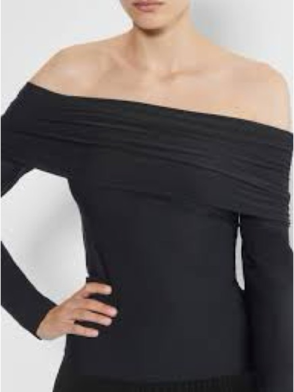 Wilfred| Aritzia| Black Stretch Knit Off-the-Shoulder Blouse Top Sz M